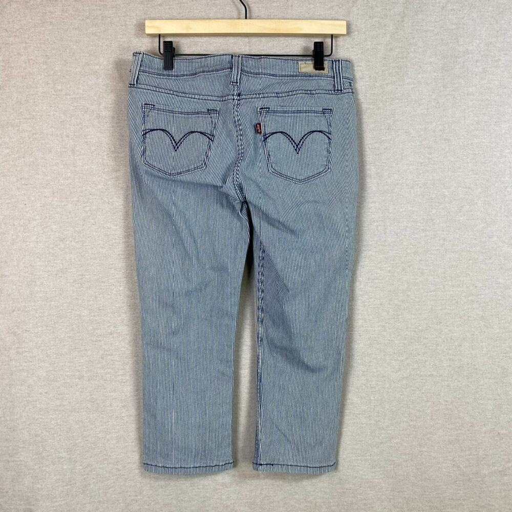 Levis Womens Seersucker Cropped Jeans Capris Size 29 Skinny Pinstripe Preppy - Picture 7 of 11